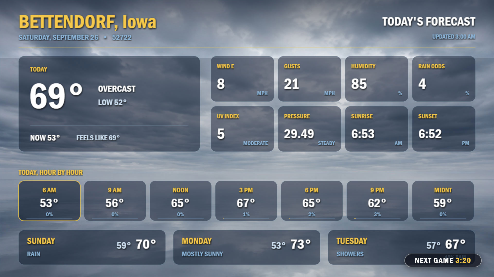 Local weather screen